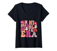 Womens in My Middle Sister Era Retro Sister Toddler Kids Youth V-Neck T-Shirt