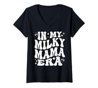 Womens in My Milky Mama Era, Breastfeeding, New Mother V-Neck T-Shirt
