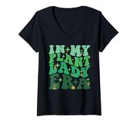 Womens In My Plant Lady Era Groovy Love Garden Retro Girl Women V-Neck T-Shirt