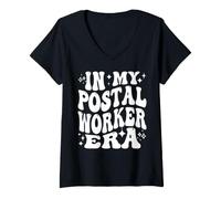 Women's in My Postal Worker Era Mail Carrier Route Life V-Neck T-Shirt