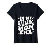 Womens in My Sailing Mom Era, Boat Lover, Yacht Captain Mother V-Neck T-Shirt
