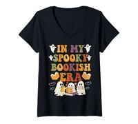 Womens in My Spooky Bookish Era Halloween Book Lover Tee V-Neck T-Shirt