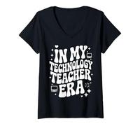 Women's in My Technology Teacher Era, Funny EdTech, Computer Lab V-Neck T-Shirt