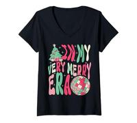Womens in My Very Merry Era - Cute Groovy Xmas V-Neck T-Shirt