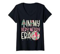 Womens in My Very Merry Era - Cute Groovy Xmas V-Neck T-Shirt