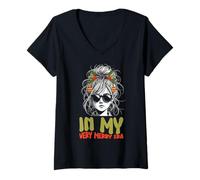 Womens in My Very Merry Era - Cute Groovy Xmas V-Neck T-Shirt