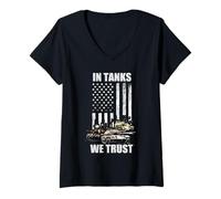 Womens in Tanks We Trust Military Vehicle V-Neck T-Shirt