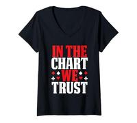 Womens in The Chart We Trust Blackjack Basic Strategy Card Player V-Neck T-Shirt