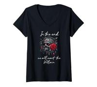 Womens In the End We All Want the Villain Smutty Book Dark Romance V-Neck T-Shirt