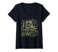 Women's in The Jungle I Am A Praying Mantis Insect V-Neck T-Shirt