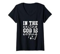 Women's in The Waiting God is Working V-Neck T-Shirt