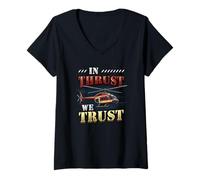 Women's in Thrust We Trust Helicopter Pilot Aviation V-Neck T-Shirt