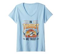 Women's in Thrust We Trust Helicopter Pilot Aviation V-Neck T-Shirt