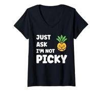 Womens Inappropriate Funny Joke Quote Just Ask I'm Not Picky V-Neck T-Shirt