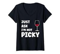 Womens Inappropriate Funny Joke Quote Just Ask I'm Not Picky V-Neck T-Shirt