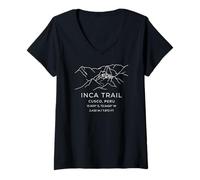 Women's Inca Trail Peru Minimalist Hiking V-Neck T-Shirt