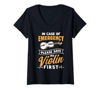 Women's Incase of Emergency Please Save My Violin First Art Pro V-Neck T-Shirt