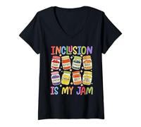Women's Inclusion is My Jam SPED Teacher Special Education Teacher V-Neck T-Shirt