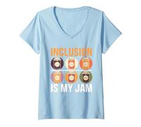 Womens Inclusion is My Jam Tshirt Special Education Teacher Autism V-Neck T-Shirt