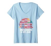 Womens Inclusion is My Jam Tshirt Special Education Teacher Autism V-Neck T-Shirt