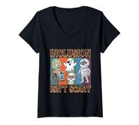 Womens Inclusion Isn’t Scary Halloween Diversity Awareness Costume V-Neck T-Shirt