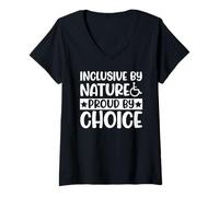 Womens Inclusive by Nature Proud by Choice Disability Awareness V-Neck T-Shirt