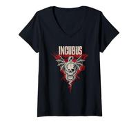 Womens Incubus Skull And Snake Dark Night Horror V-Neck T-Shirt