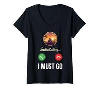 Women's India Calling I Must Go V-Neck T-Shirt