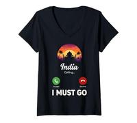 Women's India Calling I Must Go V-Neck T-Shirt