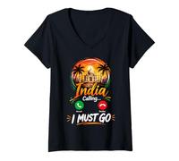 Women's India Calling I Must Go V-Neck T-Shirt