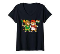 Women's India Cameroon Flag Indian Cameroonian Roots V-Neck T-Shirt