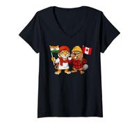 Women's India Canada Flag Indian Roots Canadian Heritage V-Neck T-Shirt