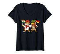 Women's India Germany Flag Indian Roots German Heritage V-Neck T-Shirt