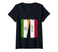 Womens India Iraq Half Flag Indian Iraqi Jersey V-Neck T-Shirt