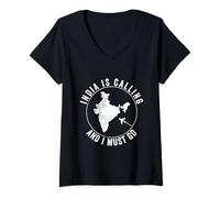 Women's India is Calling Indian Holiday Homesickness Vacation V-Neck T-Shirt