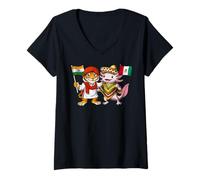 Women's India Mexico Flag Indian Roots Mexican Heritage V-Neck T-Shirt