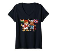 Women's India Norway Flag Indian Roots Norwegian Heritage V-Neck T-Shirt