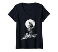 Womens Indian Chief Native American Moon Native American Pride V-Neck T-Shirt