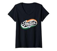 Womens Indian Flag India V-Neck T-Shirt