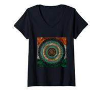 Women's Indian Flag Mandala Ashoka Chakra Republic Day V-Neck T-Shirt