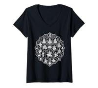 Women's Indian Gods Hindu Diety Mandala Ganesh Om Aum V-Neck T-Shirt