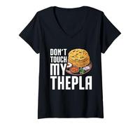 Women's Indian Meal Gujarati Food Hinduism Don't Touch Thepla V-Neck T-Shirt