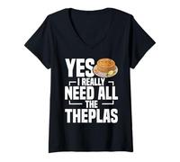 Women's Indian Meal Hinduism Gujarati Dish Need All Thepla V-Neck T-Shirt