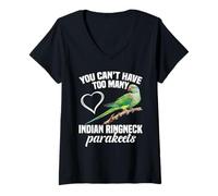Women's Indian Ringneck Parakeet Too Many Indian Ringneck Parakeet V-Neck T-Shirt
