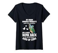 Women's Indian Ringneck Parakeet Winks Indian Ringneck Parakeet V-Neck T-Shirt