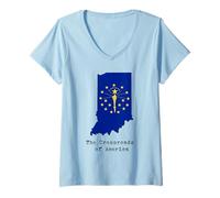 Womens Indiana Crossroads US Home State Souvenir Hometown V-Neck T-Shirt