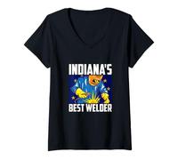 Women's Indiana's Best Welder Ironworker Ironsmith Indiana Welding V-Neck T-Shirt