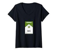 Womens Indica Weed Pot Pack of Joints Stoney Marijuana V-Neck T-Shirt