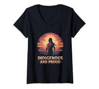 Womens indigenous and proud, Native American day V-Neck T-Shirt