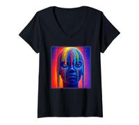 Womens Indigenous Modern Art V-Neck T-Shirt